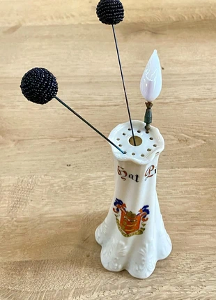 Hat Pin holder porselein vintage Willow Art, merk: Willow, staat: Veelgebruikt, maat: Universele maat, € 9,00, € 10,15 inclusief Kopersbescherming