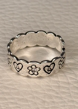 Bague Argentée Ajustable motifs Fleurs & Cœurs Unisexe, marque: CHROME, état: Neuf avec étiquette, taille: Ajustable, 8,99 €, 10,14 € Protection acheteurs incluse