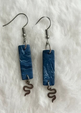 pendientes arcilla polimerica azul marmolado serpiente, marque: Hecho a Mano, état: Neuf avec étiquette, 8,00 €, 9,10 € Protection acheteurs incluse