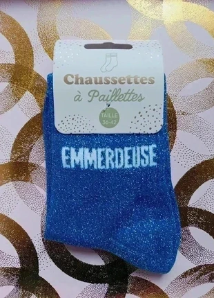 Chaussettes à paillettes "Emmerdeuse" Brillantes, assumées, indomptables., marque: STC, état: Neuf avec étiquette, taille: Taille unique, 4,90 €, 5,85 € Protection acheteurs (Pro) incluse