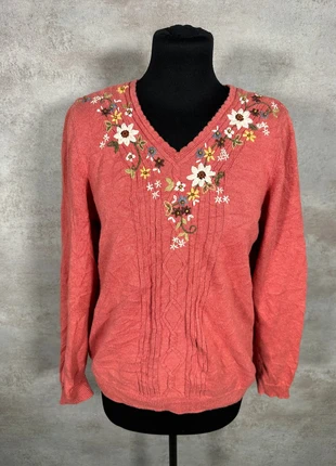 Pull Maille Torsadée Cable Knit Vintage Alfred Dunner corail fleuri taille S, brand: Vintage Dressing, condition: Very good, size: S / 36 / 8, €15.00, €16.45 includes Buyer Protection Pro