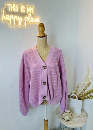 Cardigan en maille oversize manches bouffantes rose taille XL H&M, marque: H&M, état: Très bon état, taille: XL / 42 / 14, 8,00 €, 9,10 € Protection acheteurs (Pro) incluse