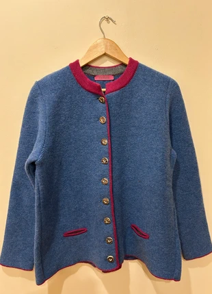 It’s Alippa Women’s 100% Merino Lambswool Cardigan – Blue with Red Trim – Size 42 (UK 14), brand: its alippa, condition: Very good, size: XL / 14, £49.99, £53.19 includes Buyer Protection Pro