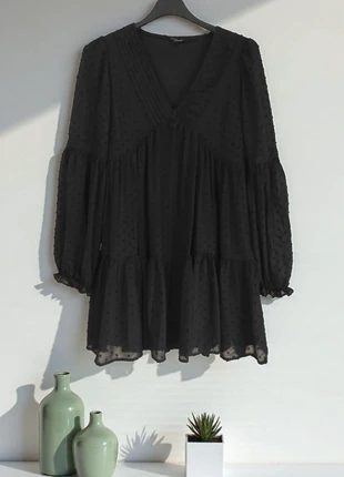 Abito vestito elegante babydoll donna S woman's little black fluffy dress, marque: Clockhouse, état: Neuf sans étiquette, taille: S / 36 / 8, 10,00 €, 11,20 € Protection acheteurs incluse