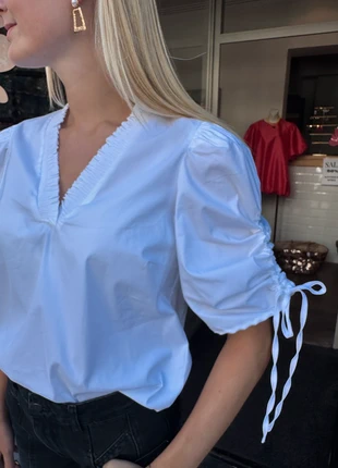 Nieuw: Co’Couture Sannacc Puff V-Blouse – wit, merk: Co'couture, staat: Nieuw met prijskaartje, maat: XS / 34 / 6, € 55,00, € 58,45 inclusief Kopersbescherming