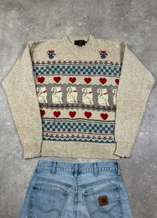 Pull d’hiver à motifs cable knit ethnic vintage 80s 90s 00s y2k 85% laine, marca: Vintage Dressing, estado: Muito bom, tamanho: M / 38 / 10, €35.00, €37.45 inclui Proteção do Comprador Pro