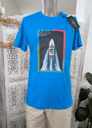 T-shirt homme marque WestW Mark taille M couleur bleu et multicolore B21, merk: westwmark, staat: Heel goed, maat: M, € 17,99, € 19,59 inclusief Kopersbescherming Pro