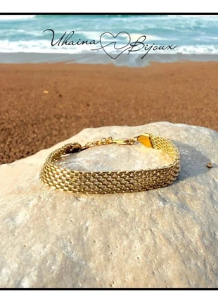 Bracelet doré maille tissée en titane - Uhaina Bijoux, brand: Uhaina Bijoux, condition: New with tags, €10.00, €11.20 includes Buyer Protection Pro