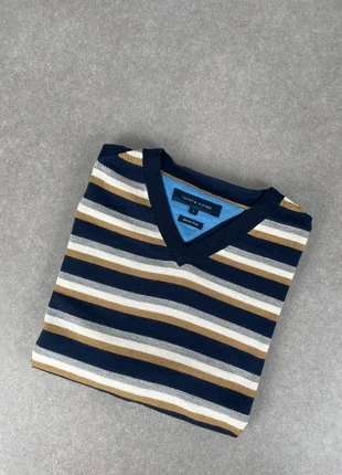 Pull col V Tommy Hilfiger logo brodé à rayures multicolores homme taille S, brand: Tommy Hilfiger, condition: Very good, size: S / 36 / 8, €18.00, €19.60 includes Buyer Protection Pro