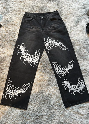 Jean large noir homme imprimé scorpion, brand: outlane, condition: Very good, size: M, €59.90, €63.60 includes Buyer Protection