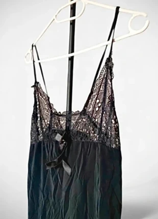 Nuisette noire - Bretelles fines, Dentelle, Vintage, 95% coton - Taille 42/44, longueur genou, marca: Tendance, estado: Muito bom, €7.75, €8.84 inclui Proteção do Comprador