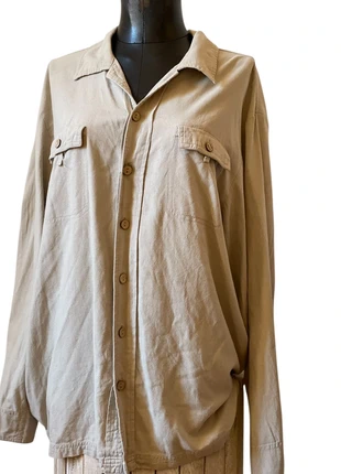 Chemise homme en lin naturel – The earth Collection – boutons en bois – taille L, brand: THE EARTH COLLECTION, condizioni: Discrete, taglia: L, €8.00, €9.10 include la Protezione acquisti