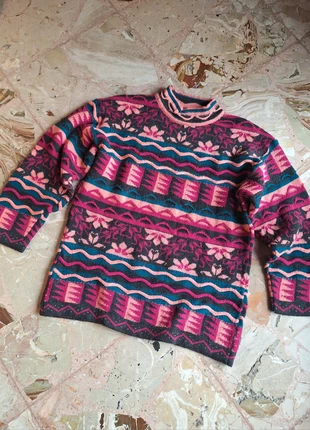 Sweater multicolor vintage wool oversized crew neck 80 90 / pullover maglione lana italy / Y2K fit, brand: Vintage Dressing, condizioni: Ottime, taglia: M / IT 42 / EU 38, €12.50, €13.83 include la Protezione acquisti
