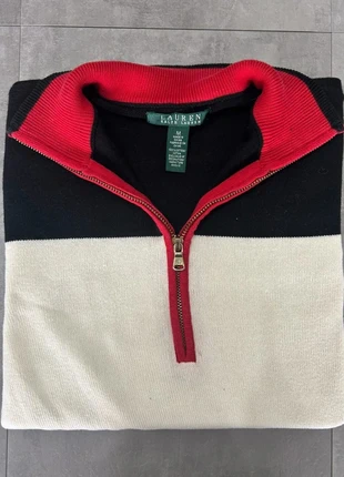 Half zip col haut Ralph Lauren homme M coton - noir / blanc / zip rouge, marque: Ralph Lauren, état: Très bon état, taille: M, 18,00 €, 19,60 € Protection acheteurs incluse
