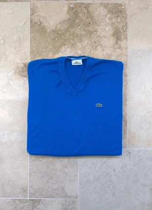 Pull col V Lacoste - Homme S - Bleu - 100% coton, marque: Lacoste, état: Très bon état, taille: S, 40,00 €, 42,70 € Protection acheteurs (Pro) incluse