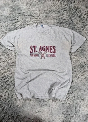 T-shirt vintage St. Agnes New York Russell Athletic NuBlend XL Gris USA Style 90s, brand: Vintage Dressing, condition: Good, size: XL, €11.00, €12.25 includes Buyer Protection Pro