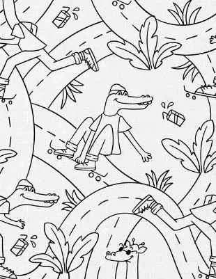 Tissu à colorier crocodiles 50x75 cm, marque: Domotex, état: Neuf avec étiquette, 3,50 €, 4,38 € Protection acheteurs (Pro) incluse