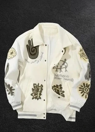 Veste varsity blanche brodée arbre homme - Taille M, brand: y2k, condizioni: Ottime, taglia: M, €136.00, €143.50 include la Protezione acquisti