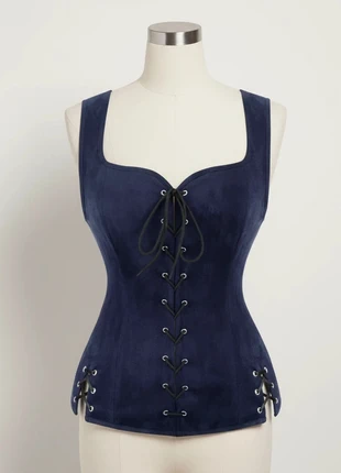 Corset Bleu Nuit en Suédine – Élégant Renaissance / Chic Vintage / Féérique Bohème, brand: Atelier Lysandra, condition: Very good, size: M / 38 / 10, €42.90, €45.75 includes Buyer Protection Pro