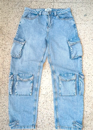 Jean cargo boyfriend bleu clair femme taille M très bon état marque Jennyfer, marque: Jennyfer, état: Très bon état, taille: M / 38 / 10, 6,00 €, 7,00 € Protection acheteurs incluse