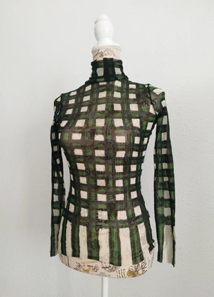 Top mesh graphique géométrique carreaux Jean Paul Gaultier mailles vintage 90s, marque: Jean Paul Gaultier, état: Très bon état, taille: S / 36 / 8, 180,00 €, 189,70 € Protection acheteurs (Pro) incluse