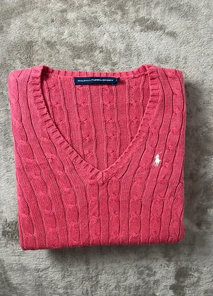 Pull torsadé Ralph Lauren authentique rose taille L col V, marque: Ralph Lauren, état: Très bon état, taille: L / 40 / 12, 51,50 €, 54,78 € Protection acheteurs incluse