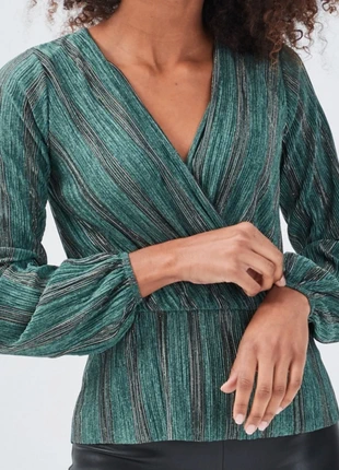 Blouse effet cache coeur vert argenté, marca: Cache Cache, estado: Nuevo sin etiquetas, tamaño: M / 38 / 10, 11,00 €, 12,25 € Protección al comprador incluida