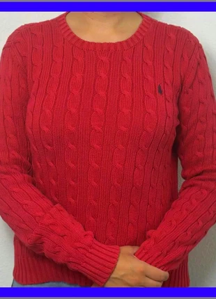 Pull Torsadé Ralph Lauren Rouge / Logo brodé noir  / Taille S/M Homme, marque: Ralph Lauren, état: Très bon état, taille: M, 50,00 €, 53,20 € Protection acheteurs incluse