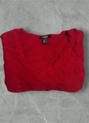 Pull CHAPS femme XL rouge torsadé col V 100% coton maille fine, merk: CHAPS, staat: Nieuw zonder prijskaartje, maat: XL / 42 / 14, € 5,00, € 5,95 inclusief Kopersbescherming