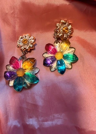Colourful vintage clip flower earrings, brand: Vintage Love, condition: New without tags, €5.00, €5.95 includes Buyer Protection