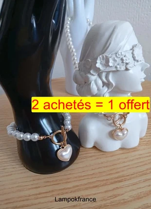 Ensemble collier en perles blanches d'amour coeur avec bracelet, état: Très bon état, 5,00 €, 5,95 € Protection acheteurs (Pro) incluse