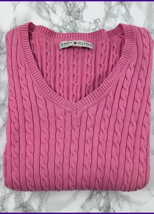 Sweat/Pull Tommy Hilfiger Rose / Torsadé/ Col V / Logo brodé / Taille S/M Femme, marke: Tommy Hilfiger, zustand: Sehr gut, größe: M / 38 / 10, 28,00 €, 30,10 € inklusive Vinted-Käuferschutz