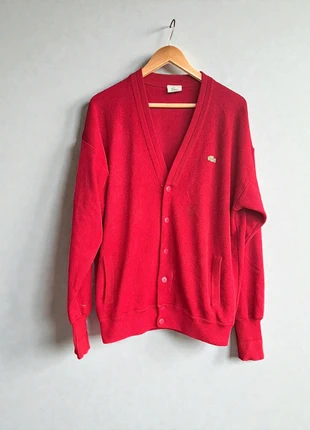 🧶 Lacoste Official Cardigan – Burgundy Red – Size XL – Vintage Condition, marca: Lacoste, estado: Bom, tamanho: XL, €16.00, €17.50 inclui Proteção do Comprador