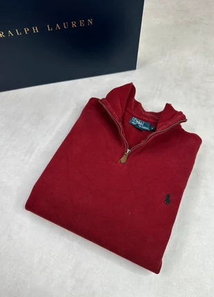 Pull col camionneur Ralph Lauren 1/4 half zip Red brodé, marke: Ralph Lauren, zustand: Sehr gut, größe: L, 49,90 €, 53,10 € inklusive Vinted-Käuferschutz