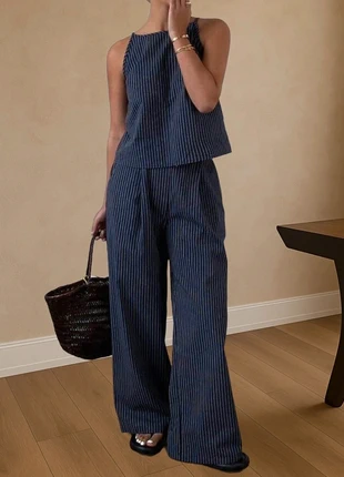 Ensemble rayé navy – 100% coton Deux pièces chic & casual old money / minimaliste Y2K / oldmoney, brand: Aesthetic, condition: Very good, size: S / 36 / 8, €49.90, €53.10 includes Buyer Protection