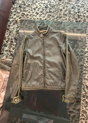Springfield echtes leder jacke racer biker leather jacket vintage 2000s y2k america usa, marke: Springfield, zustand: Sehr gut, größe: M, 39,00 €, 41,15 € inklusive Vinted-Käuferschutz