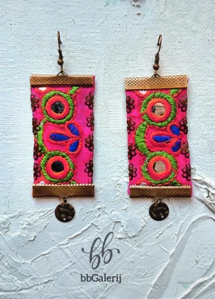 Boho embroidery earrings Persian baluchi fabric eastern jewelry, marque: bbgalerij, état: Neuf avec étiquette, 10,00 €, 11,20 € Protection acheteurs (Pro) incluse