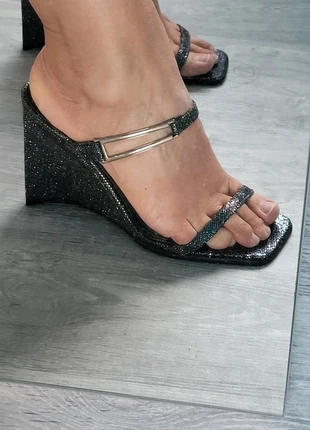 Black and silver glitter wedges size 6, brand: Linus, condition: New without tags, size: 6, £6.00, £7.00 includes Buyer Protection