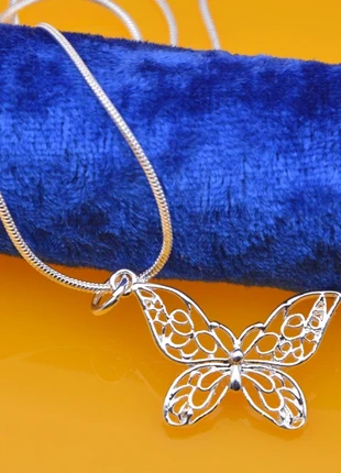 925 Sterling Silver Butterfly Necklace 50cm Snake chain, condition: New with tags, £4.49, £5.41 includes Buyer Protection Pro
