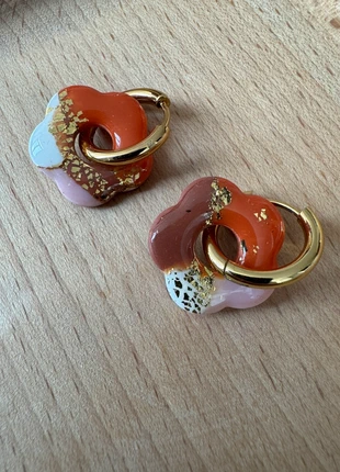 Boucles d’oreilles marbrées orange blanc rose doré, marke: BLANC, zustand: Sehr gut, 8,50 €, 9,63 € beinhaltet Vinted-Käuferschutz Pro