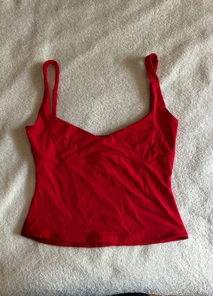 Red V Neck Tank Tops Double Lined Adjustable Strap Camisole Shirt, brand: qinsen, condition: New without tags, size: 8 / M, $12.00, $13.30 includes Buyer Protection