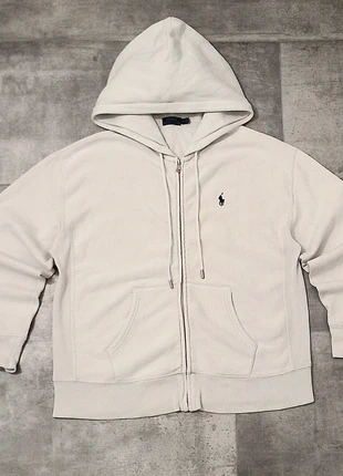 Pull à zip Ralph Lauren blanc M adulte logo brodé bleu Authentique, brand: Ralph Lauren, condition: Very good, size: M, €58.75, €62.39 includes Buyer Protection