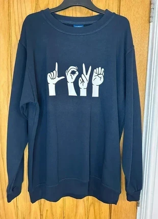 LOVE Language Sweatshirt, ASL Inspired, Cosy & Meaningful (Size Large) Navy, brand: Uneek, condition: New without tags, size: L, £6.00, £7.00 includes Buyer Protection
