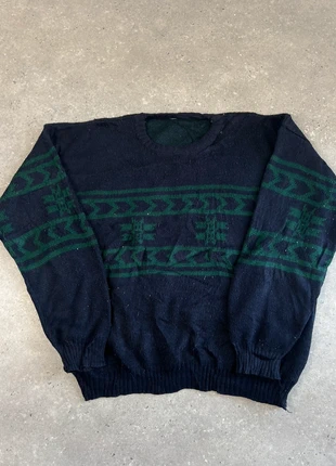 Pull d'hiver col rond épais papy ethnic L Oversized Homme marine vert motif hiver 100% acrylique, marque: Vintage Dressing, état: Très bon état, taille: L, 21,50 €, 23,28 € Protection acheteurs (Pro) incluse