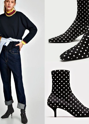 Polka dot sock boots, merk: Zara, staat: Nieuw met prijskaartje, maat: 36, € 17,00, € 18,55 inclusief Kopersbescherming