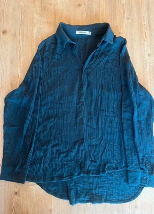 Chemise en gaze de coton bleu pétrole - Jubylee - Taille S/M, marque: Jubylee, état: Très bon état, taille: S / 36 / 8, 9,00 €, 10,15 € Protection acheteurs incluse