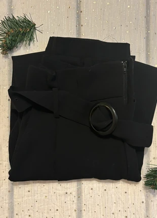 Pantalon fluide noir Mango taille haute, ceinture, chic & confortable, marque: Mango, état: Très bon état, taille: L / 40 / 12, 35,00 €, 37,45 € Protection acheteurs incluse