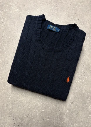 Torsadé Ralph Lauren bleu marine pull col rond brodé sweat cable knit PR4-18, marca: Ralph Lauren, estado: Muito bom, tamanho: XL, €49.90, €53.10 inclui Proteção do Comprador Pro