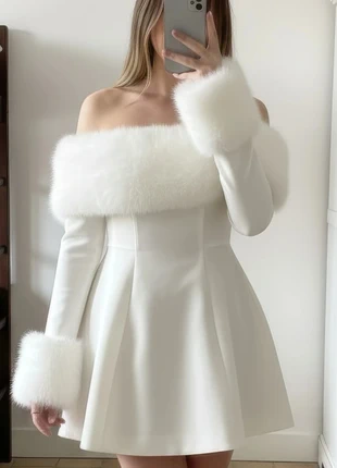 Robe blanche en fausse fourrure style élégant chic Taille S, brand: Opalescence, condition: Very good, size: S / 36 / 8, €59.90, €63.60 includes Buyer Protection Pro