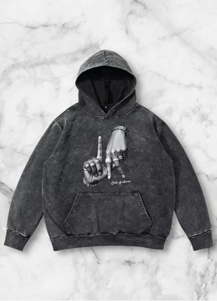 Sweat à capuche noir délavé graphique taille M style streetwear oversize vintage y2k, marque: y2k, état: Très bon état, taille: M, 40,00 €, 42,70 € Protection acheteurs (Pro) incluse